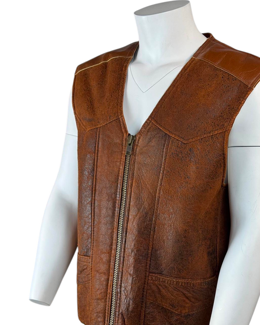 Gilet Camoscio Marrone con Lana