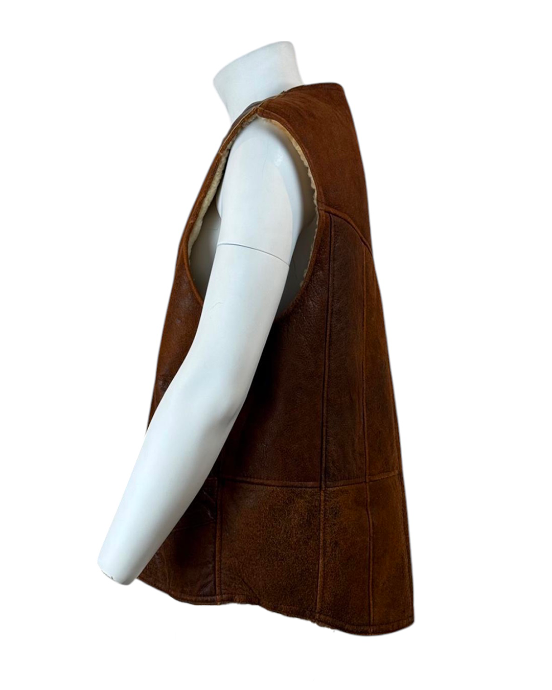 Gilet Camoscio Marrone con Lana