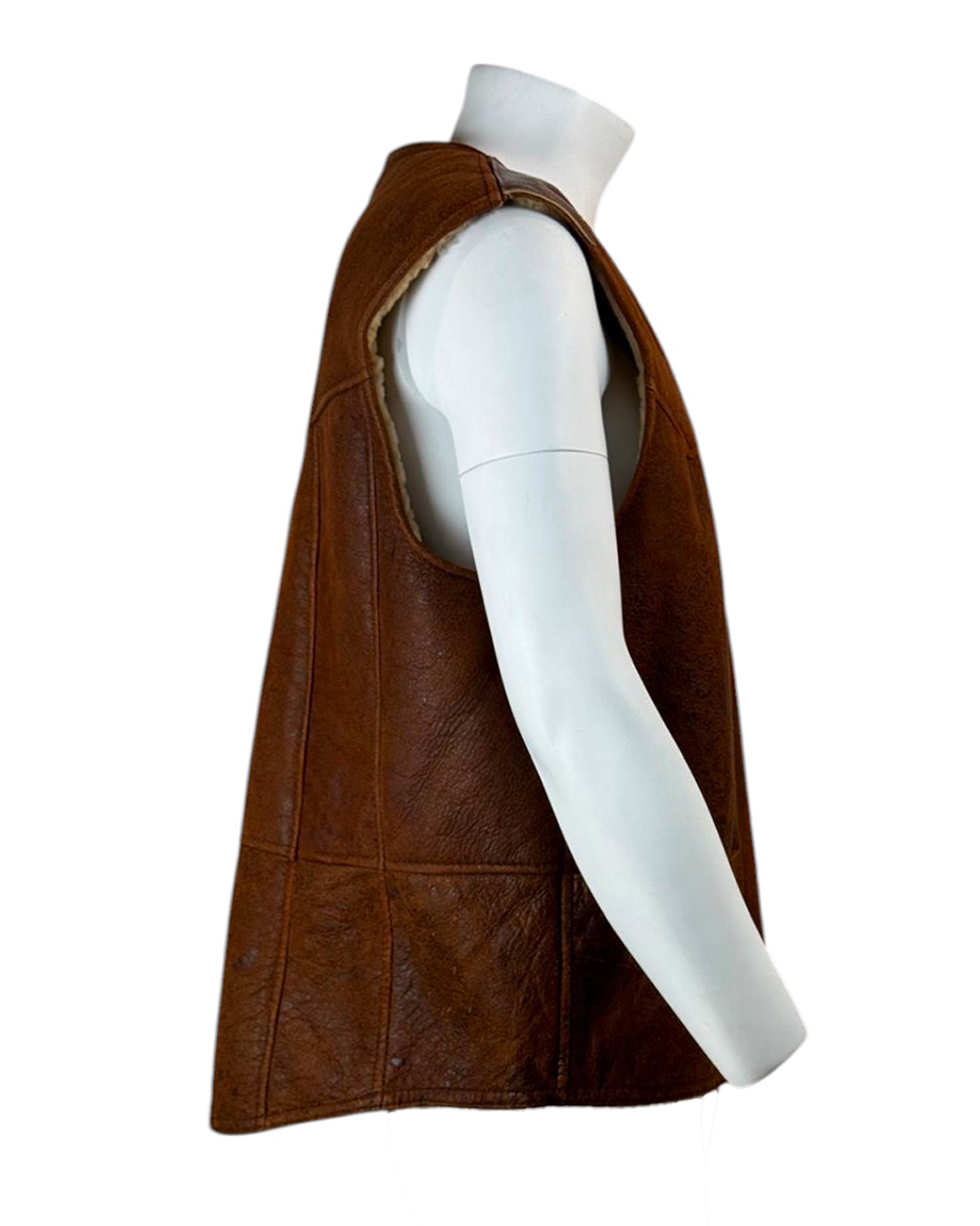 Gilet Camoscio Marrone con Lana